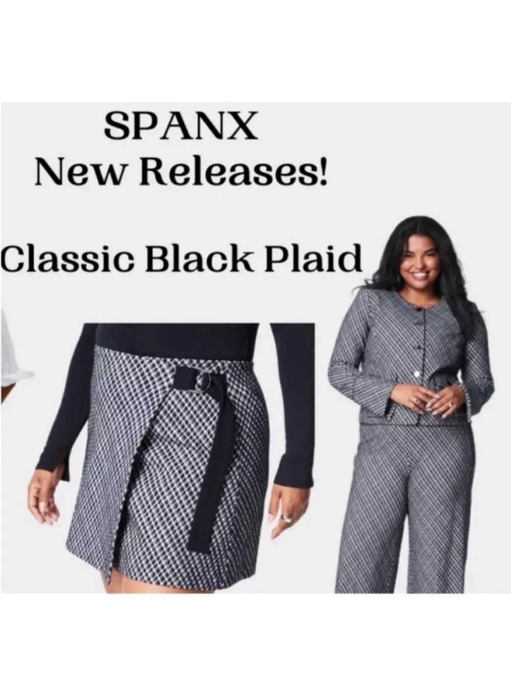SPANX Small Regular Blazer Ponte Lady Jacket Jacquard in classic black plaid NWT